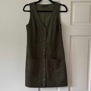 Abercrombie Olive Button-Front Suede Dress